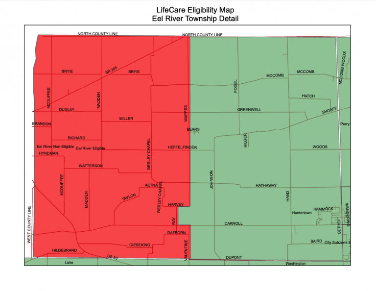 LifeCare Eligibility Map - Eel River Detail